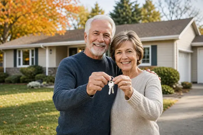 Family and agent celebrating sold home