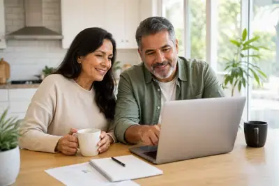 Couple filling out home selling form